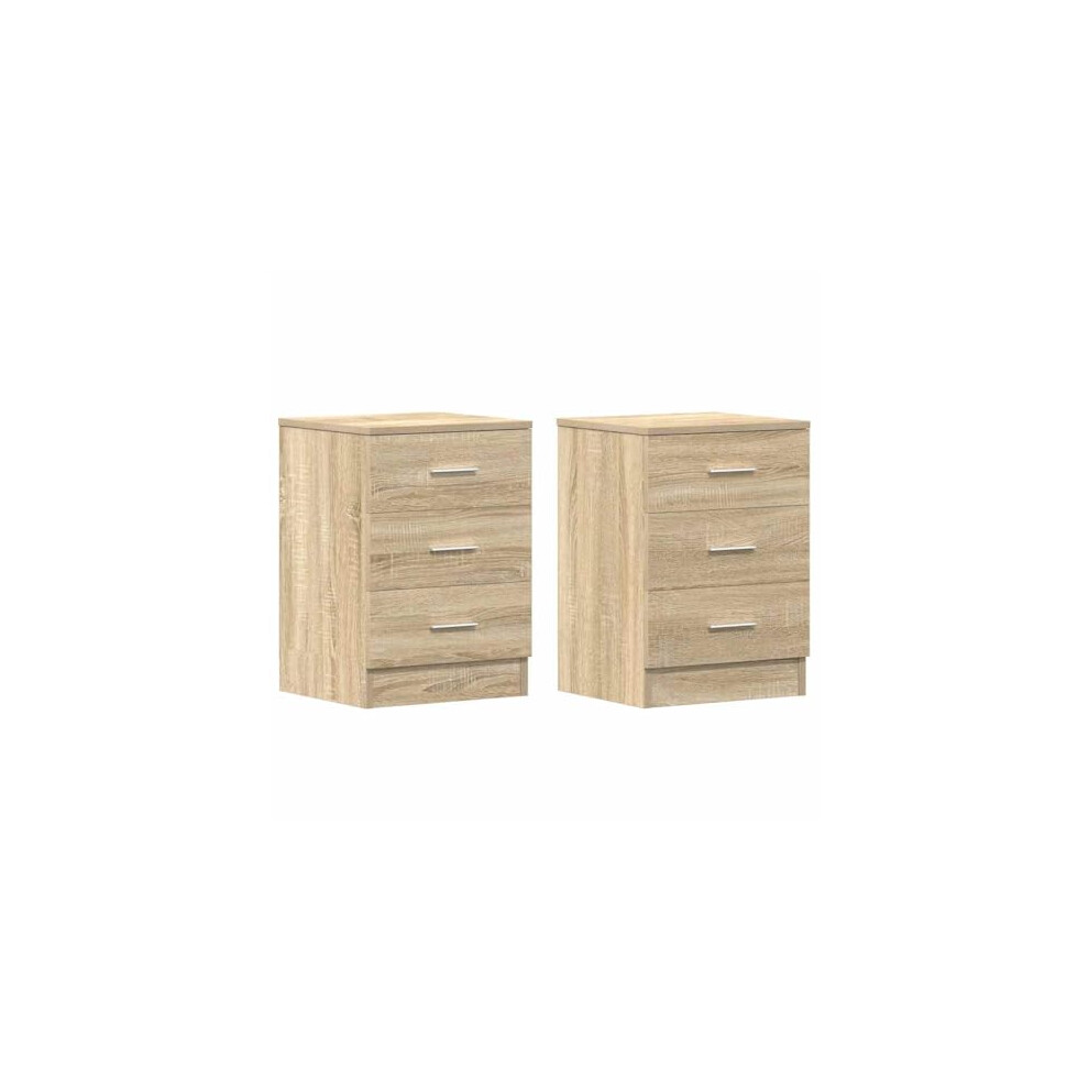 Vidaxl 2X Bedside Chipboard Sonoma Oak Night Table Bedside Cabinet Cabinet