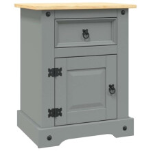 vidaXL Bedside Cabinet, Bedside Table for Bedroom, Side Table with Drawer and Door, Nightstand Bed Cabinet, Mexican Pine Corona Range Grey