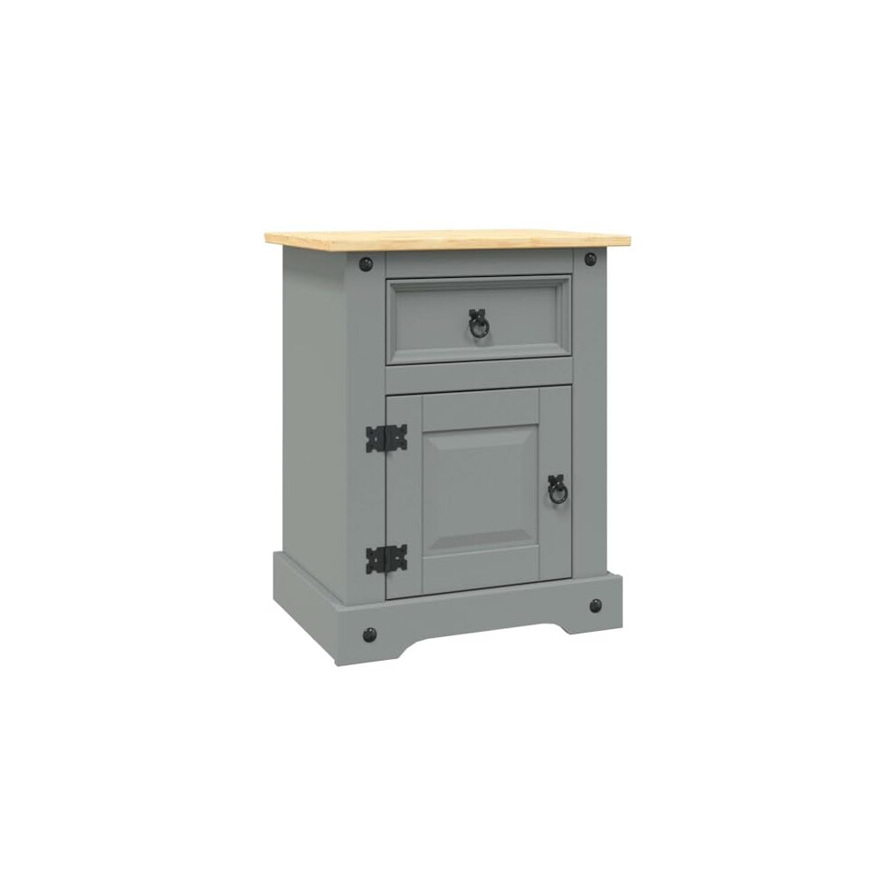 Vidaxl Bedside Cabinet, Bedside Table For Bedroom, Side Table With Drawer And Door, Nightstand Bed Cabinet, Mexican Pine Corona Range Grey