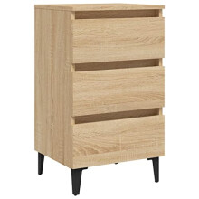 vidaXL Bed Cabinet with Metal Legs Nightstand Telephone Stand Bedside Side End Couch Table Storage Cabinet Furniture Bedroom Sonoma Oak