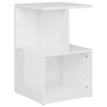 vidaXL Bedside Cabinet with Open Compartments - High Gloss White Engineered Wood Nightstand - Scandinavian Style Bedroom Furniture with Easy Assembly