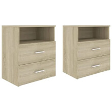 vidaXL 2x Bed Cabinets Modern Home Indoor Bedroom Furniture Accessories Bedside Side Storage Space Cabinet Side Tables Nightstand Sonoma Oak
