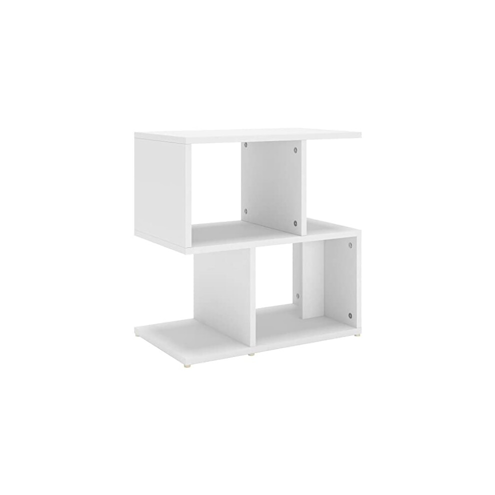 Vidaxl Bedside Cabinet In Elegant - Durable Engineered Wood Nightstand With Spacious Compartments For Organised Storage And Sturdy Top For White