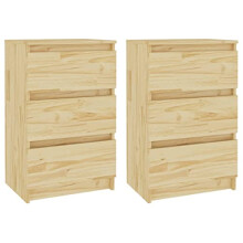 vidaXL 2x Solid Pine Wood Bedside Cabinets Home Bedroom Living Room Furniture Modern Design Bedside Table Bed Storage Cabinet Nightstand