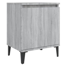 vidaXL Grey Sonoma Bed Cabinet with Storage Compartment | Engineered Wood and Metal | Industrial Style | Bedroom Nightstand | Easy Assembly