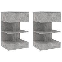 vidaXL 2x Bedside Cabinets Home Bedroom Furniture Accessories Modern Bed Side Storage Stand Cabinet Nightstand Side Table Chipboard Concrete Grey