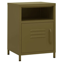 vidaXL Nightstand Home Bedroom Living Room Furniture Modern Design Bedside Bed Cabinet Storage Cabinet Side Table Organiser Olive Green Steel