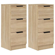 vidaXL Sideboards in Sonoma Oak, Engineered Wood, Multi-functional with 3 Drawers, Modern Design, Easy Assembly