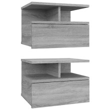 vidaXL Wall-Mounted Floating Nightstands, Grey Sonoma, Engineered Wood, Modern Design, Compact with Ample Storage, 40x31x27 cm, Set of 2