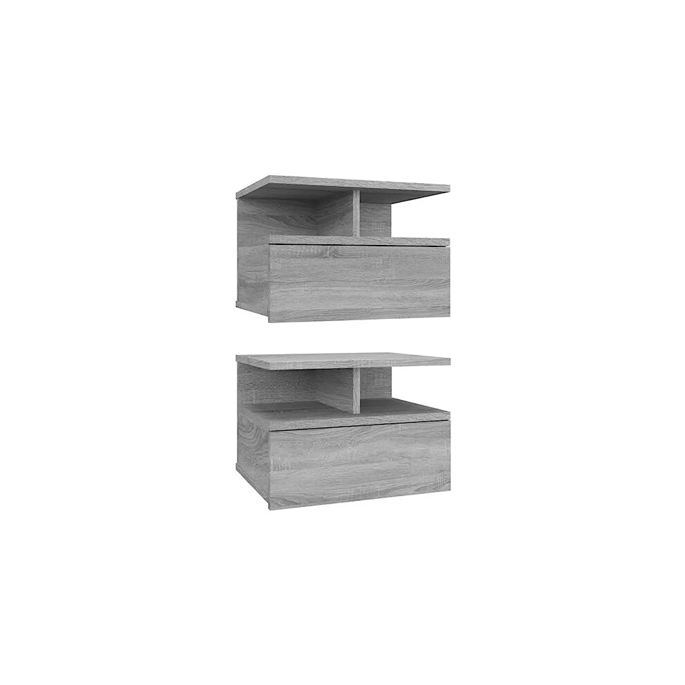 Photos - Kids Furniture VidaXL Wall-Mounted Floating Nightstands, Grey Sonoma, Engineered Wood, Modern Design, Compact with Ample Storage, 40x31x27