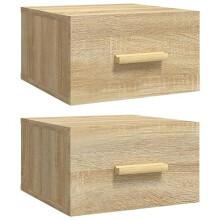 vidaXL Industrial Sonoma Oak Wall-Mounted Bedside Cabinets | Set of 2 | Engineered Wood Night Stands | Rustic Rectangular Floating Units |