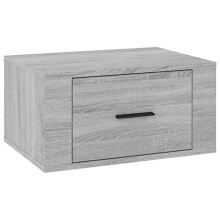 vidaXL Wall-mounted Bedside Cabinet Bedroom Floating Bedside Wall Unit Floating Nightstand Wall Bedside Cabinet Grey Sonoma 50x36x25 cm