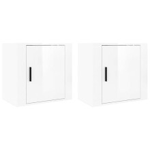 vidaXL High Gloss White Wall-mounted Bedside Cabinets in Engineered Wood, Space-saving Floating Design for Modern Bedrooms, 50x30x47cm â“ 2 pcs