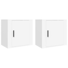vidaXL 2x Wall-mounted Bedside Cabinets Bedroom Furniture Floating Bedside Wall Unit Floating Nightstand Wall Bedside Cabinet for Next to Bed White