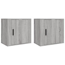 vidaXL 2x Wall-mounted Bedside Cabinets Bedroom Floating Bedside Wall Unit Floating Nightstand Wall Bedside Cabinet for Next to Bed Grey Sonoma