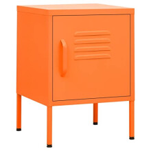 vidaXL Orange Steel Nightstand - Modern Industrial Bedside Table with Adjustable Shelf/Lock/Levelers, Bedroom Storage Cabinet, Easy Assembly,
