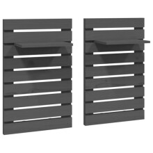 vidaXL Grey Wall-Mounted Bedside Shelves, Solid Pine Wood, Space-Saving Design, Adjustable Display Shelf, Easy Assembly, Set of 2