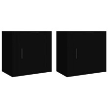vidaXL 2x Wall-mounted Bedside Cabinets Bedroom Furniture Floating Bedside Wall Unit Floating Nightstand Wall Bedside Cabinet for Next to Bed Black