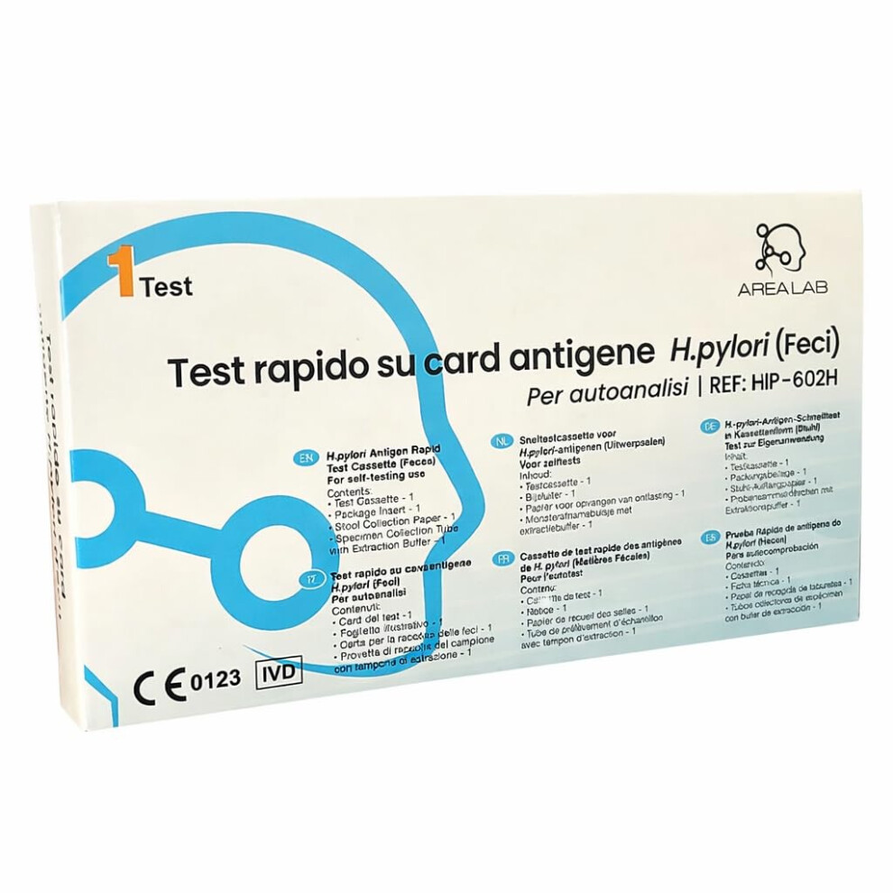 Area Lab Helicobacter Pylori Test | Stool Analysis Kit For H. Pylory, Gastritis And Stomach Burning | Results In 10 Minutes | Ce Certified | Sealed And Sterile