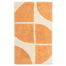 Stockholm Geometric Pattern Bath Mat Non Slip Backing Water Absorbent 100% Cotton Bathroom Mats Quick Drying Toilet Floor Rug (Orange, 50 x 80 cm)