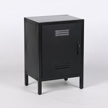 Maison Retro Industrial Metal Locker Storage Bedside Cabinet Side Table Cupboard With Interchangeable Door And Air Vents (Black)