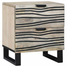 vidaXL Bedside Cabinet with Drawer White and Black 40 x 33 x 46 cm, Rustic Nightstand Table, Compact Bedside Cabinet for Bedroom, Wooden Storage