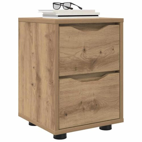 VidaXL vidaXL Bedside Table Artisan Oak 30.5 x 30 x 43 cm Engineered Wood, Modern Rectangular Nightstand, Compact Bedside Table with Drawers, Efficient