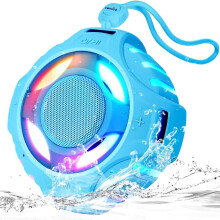 Waterproof Shower Speaker, IP67 Portable Bluetooth Speaker with Deep Bass, HD Sound, Dynamic Light, TWS, 2000mAh (Blue)