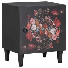 vidaXL Bedside Cabinet with Door Black 40 x 33 x 46 cm, Stylish Bedroom Furniture, Rectangular Solid Wood Nightstand, Decorative Compact Cabinet,