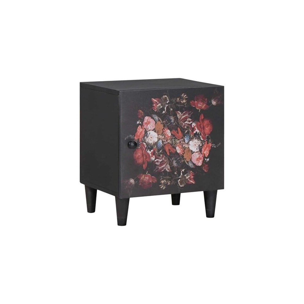 Vidaxl Bedside Cabinet With Door 40 X 33 X 46 Cm, Stylish Bedroom Furniture, Rectangular Solid Wood Nightstand, Decorative Compact Cabinet, Black