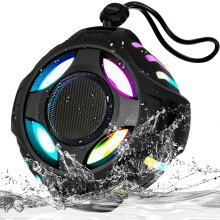 IP67 Waterproof Shower Speaker, Deep Bass, HD Sound, Dynamic Light, TWS Mode, 2000mAh Portable Bluetooth Speaker (Black)