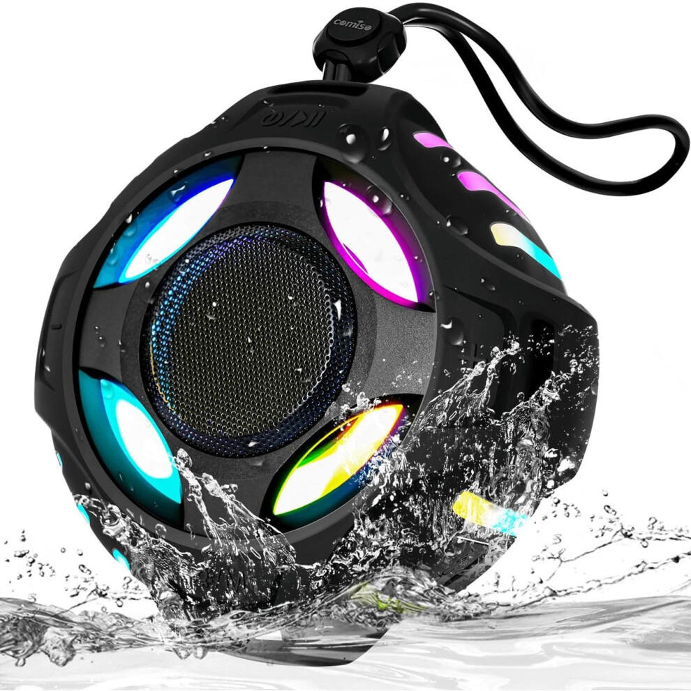 Ip67 Waterproof Shower Speaker, Deep Bass, Hd Sound, Dynamic Tws Mode, 2000Mah Portable Bluetooth Speaker (Black) Light/Black 6976917410178