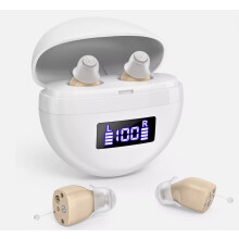 Rechargeable Invisible Digital Hearing Aids for Adults, Sound Amplifier for Hearing Support (White)