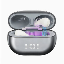OTC Rechargeable Hearing Aids for Seniors & Adults, Noise Cancelling, 32-Channel Clear Sound, 30+ Hour Battery, UV Charging Case (Black)