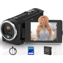2.7K Vlogging Camcorder 56MP Rotating Screen (Black)