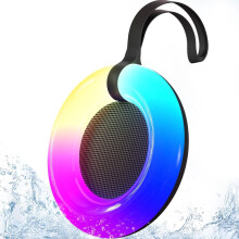 IPX7 Waterproof Bluetooth Shower Speaker, Floating Portable Speaker with Dynamic LED Light, TWS, BT5.3 & TF Card (Black)