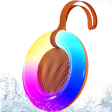 Bluetooth Shower Speaker, IPX7 Waterproof Floating Speaker with Dynamic LED Light, TWS, BT5.3 & TF Card (orange)