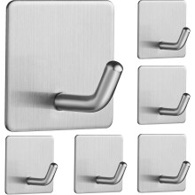 yao96266 6PCS Self Adhesive Towel Holder,Stainless Towel Holder,No Drilling Towel Hooks For Bathroom Kitchen Silver