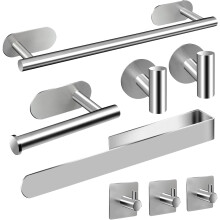 yao96266 8PCS Towel Holder,Thickened 304 Stainless Bathroom Towel Holder,No Drilling Self Adhesive Towel Rail For Bathroom/Kitchen Silver