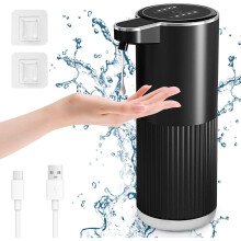 yao96266 Automatic Liquid Soap Dispenser, 400ML Rechargeable Touchless Soap Dispenser, 4-Level Adjustable Foam Volume, Waterproof, Black