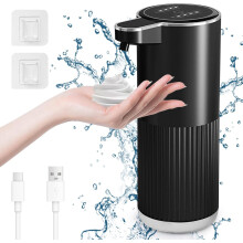 yao96266 Automatic Foaming Soap Dispenser, 400ML Rechargeable Touchless Soap Dispenser, 4-Level Adjustable Foam Volume, Waterproof, Black