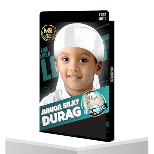 Junior Silky Durag for Kids - White - 7727 2