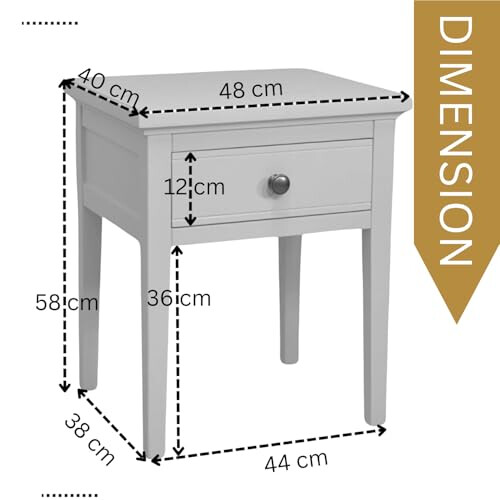 GROF GROFurniture 1 Drawer Painted Sofa Table, Painted Bedside for Bedroom, White End-table Table Ready Assembled 2