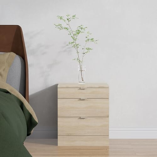Nera Bedside Table with 3 Drawers Nightstand Bedroom Cabinet Storage Solution (Black) 1