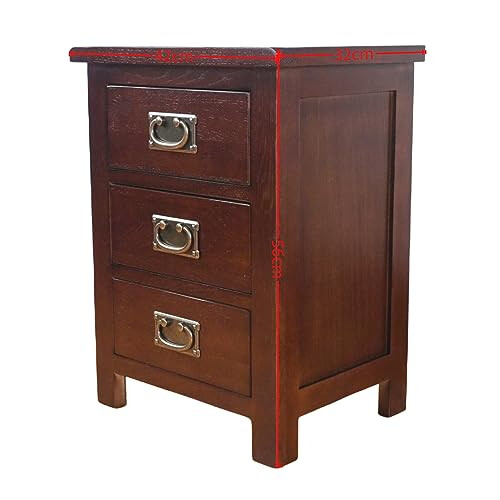 ARPHASLE Oak Solid Wood Bedside Cabinet (Walnut Brown), (132-FUR) 1