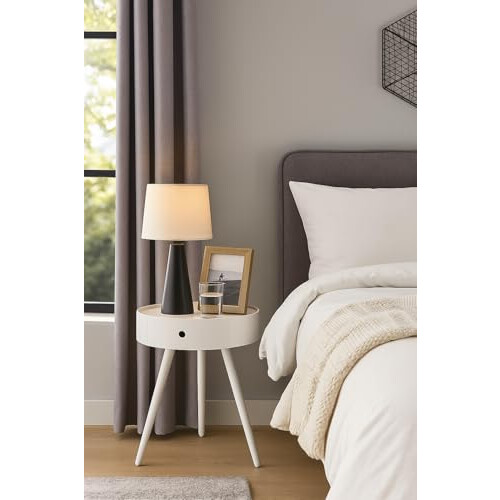 ASPECT Anika Round Bedside/End/Lamp Table With One Drawer,White 1
