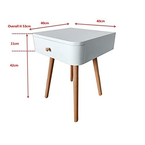 ASPECT Gina Mid Century Modern Two-Tone Bedside Table,White/Natural 2