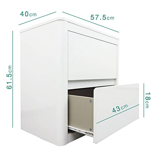 Lexi White High Gloss Bedside Table with 2 Drawers 2