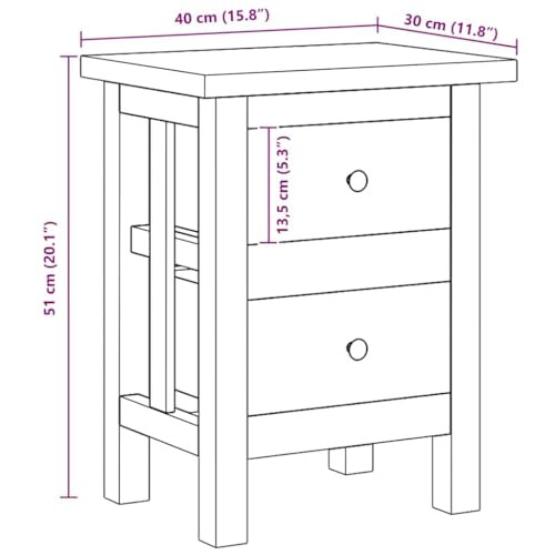 VidaXL vidaXL Solid Wood Bedside Table Bedside Table Bedside Table Drawers 2