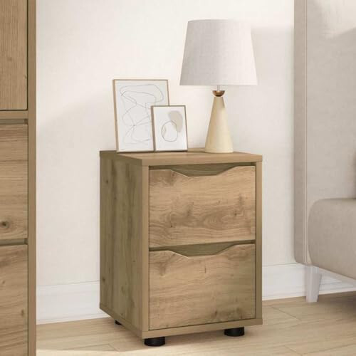 VidaXL vidaXL Bedside Table Artisan Oak 30.5 x 30 x 43 cm Engineered Wood, Modern Rectangular Nightstand, Compact Bedside Table with Drawers, Efficient 1